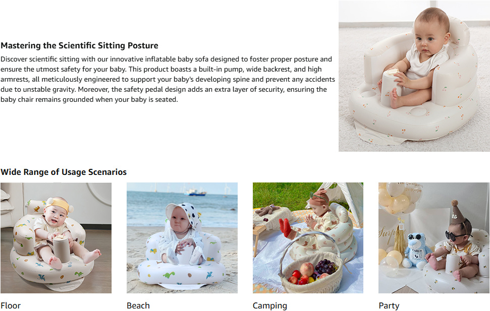 Inflatable Baby Seat for Babies 3 Months & Up. Baby Floor Seats for Sitting Up. Baby Seats for Infants. Blow Up Baby Chair with Built in Air Pump - Bear inflatable baby seat for babies 3 months & up. baby floor seats for sitting up. baby seats for infants. blow up baby chair with built in air pump bear
